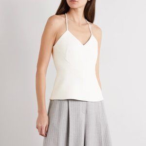 NWT ROLAND MOURET | Bayfront crepe white/ivory halter top UK 6 (US 0/2) - XS